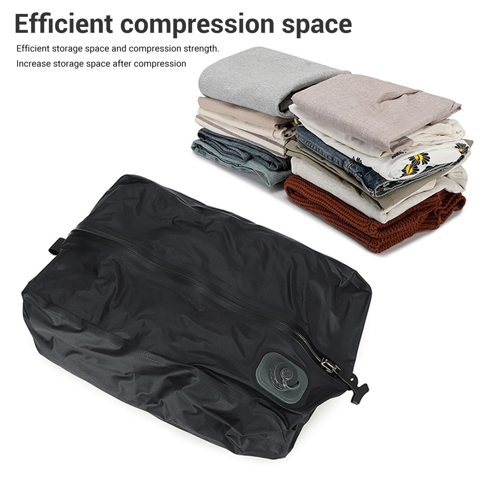Cocoarm Sacco Sottovuoto da Viaggio Riutilizzabile, Poliestere con Compressione Automatica, capacità di 20 Litri per un Imballaggio Efficiente degli Indumenti (griglia nera)
