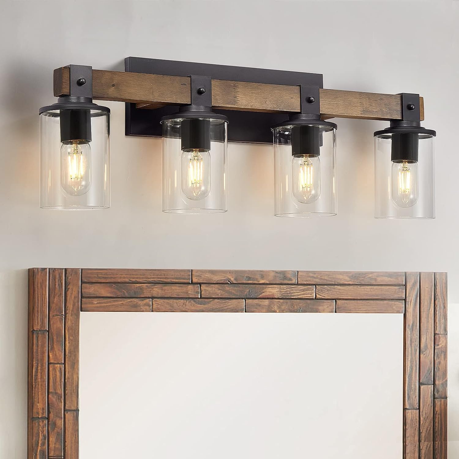 GEPOW Farmhouse Bathroom Light Fixtures, 2-Light Mason Jar Vanity ...