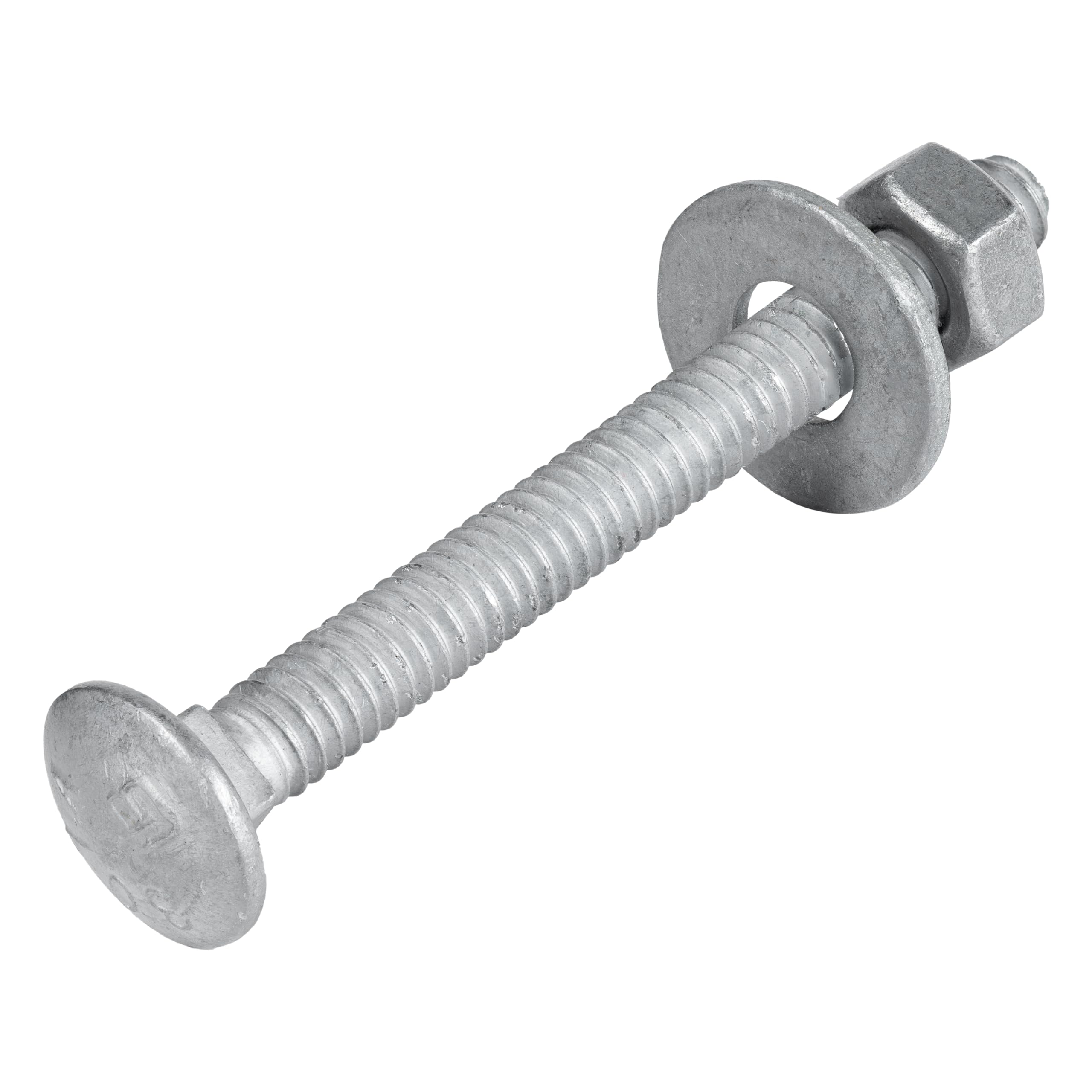 1/4" x 2-1/2" (100 Pack) Galvanized Carriage Bolt Kit Grade 307A Includes 1/4" USS Flat Washers (100 pcs) and 1/4"-20 Hex Nuts (100 pcs), Hot Dip Galvanized for Exterior Use by Makers Bolt