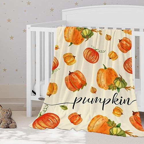 YeeJu Manta decorativa de otoño para niños, manta pequeña de Acción de Gracias con calabazas de otoño para niños y niñas, cama de bebé, sofá, suave,