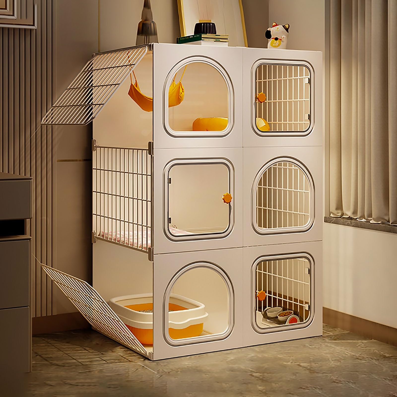 Cage pour chat d'intérieur bricolage détachable pour 1-3 chatons et lapins