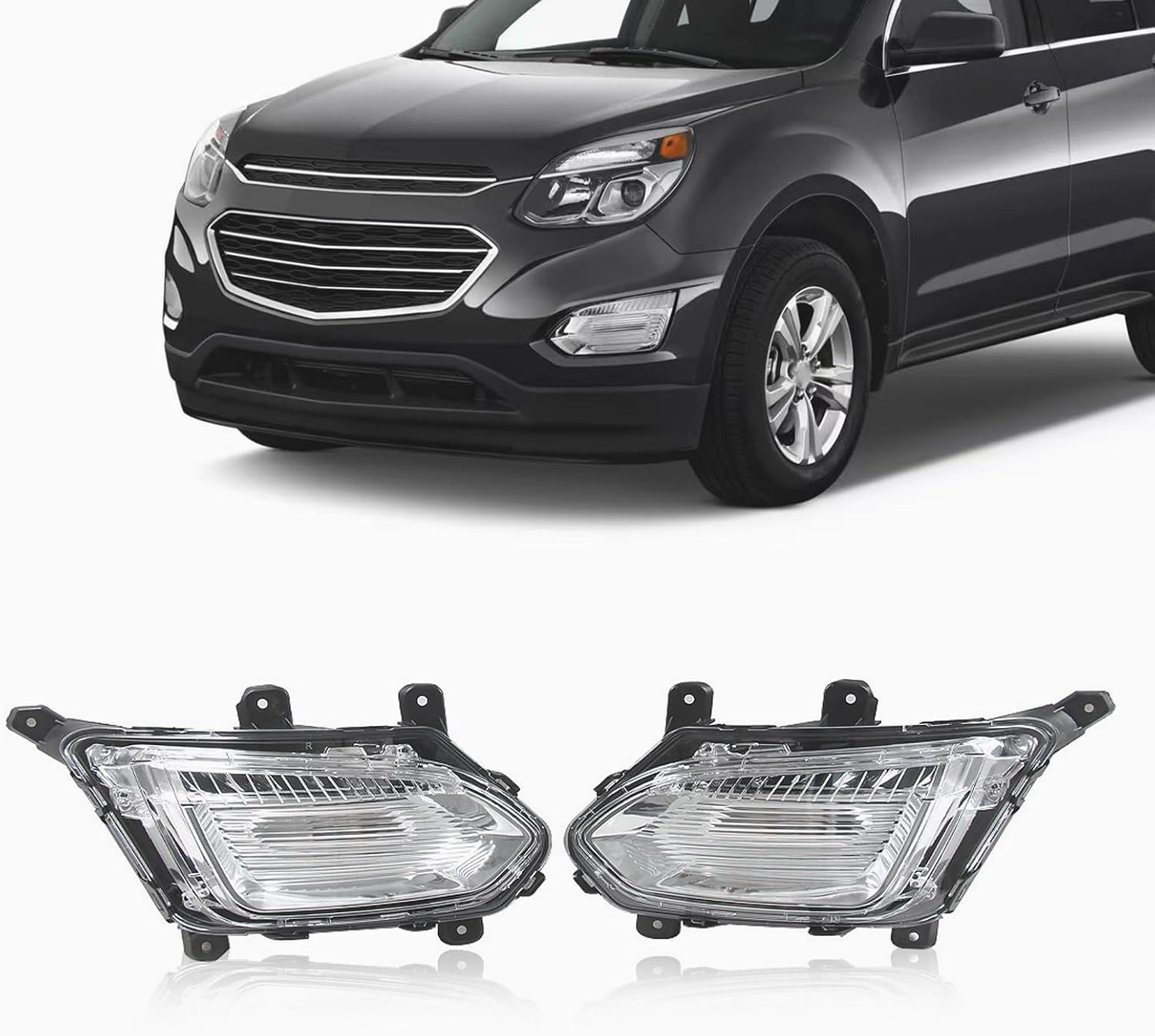 JX RACING 2PCS LED Fog Light Compatible with Chevy Equinox L LT LS 2016 2017 Front Fog Lamps Assembly DRL Passenger Driver Side Left and Right Clear Lens Pair GM2563111 GM2562111