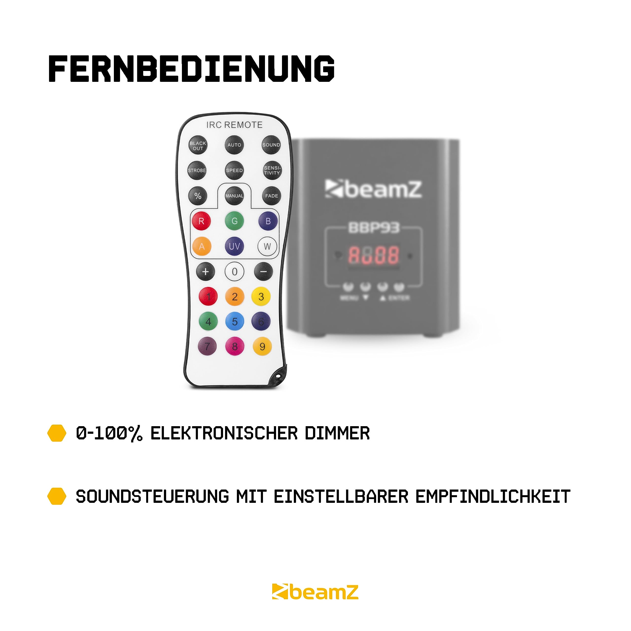 BeamZ BBP93 Akku LED Strahler 4er Set Uplight, 3x10 Watt Effektstrahler, RGB LED Spot, Bühnenbeleuchtung, Lichteffekte, Fernbedienung, Disco Licht, Partylicht Musikgesteuert, Ambiente Strahler