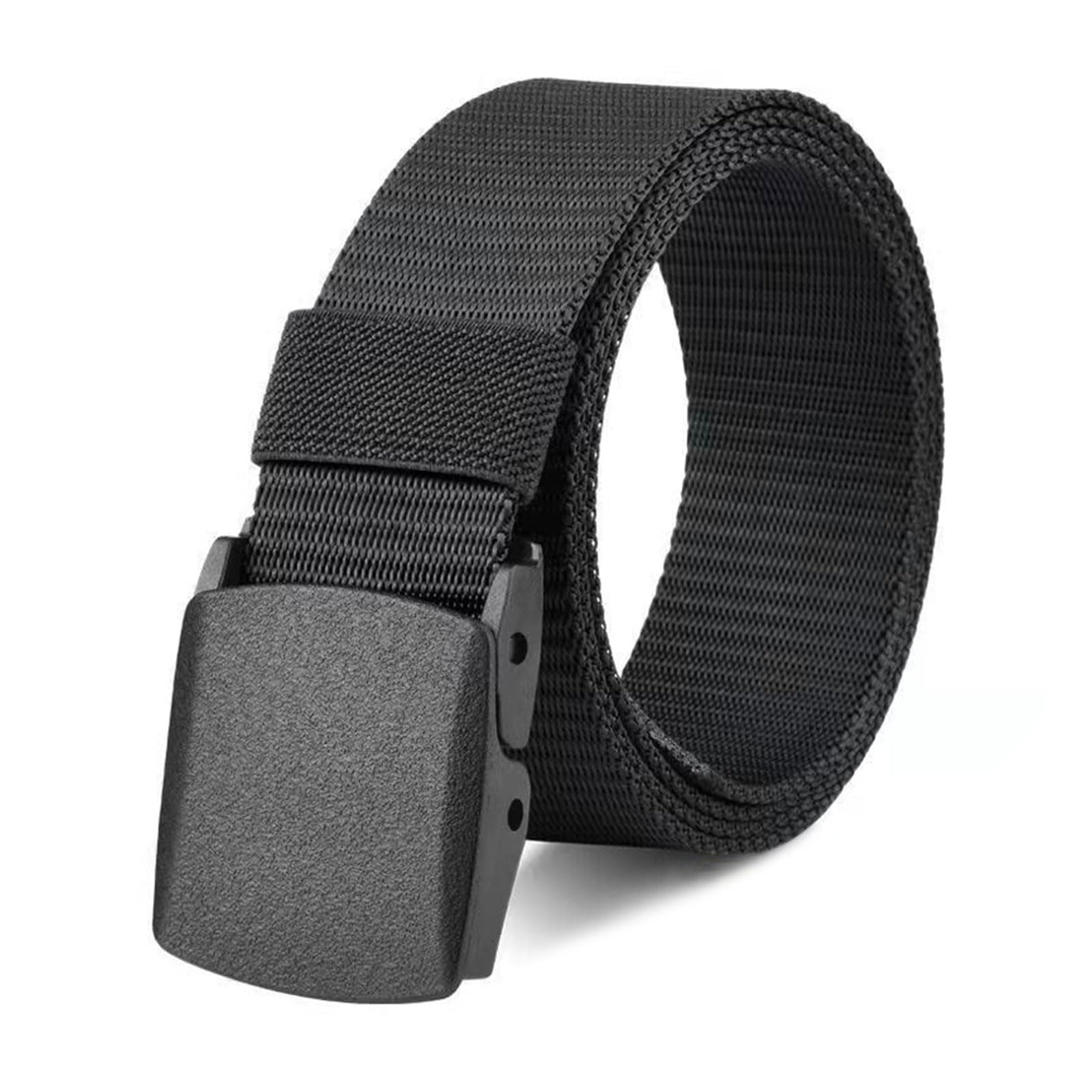 Nylon Belt, Nylon Canvas Belt for Men Women, Adjustable Tactical Military Belts, Black Canvas Belt, Plastic Buckle, Men's Work Belt for Quick Passage Through Airport Security
