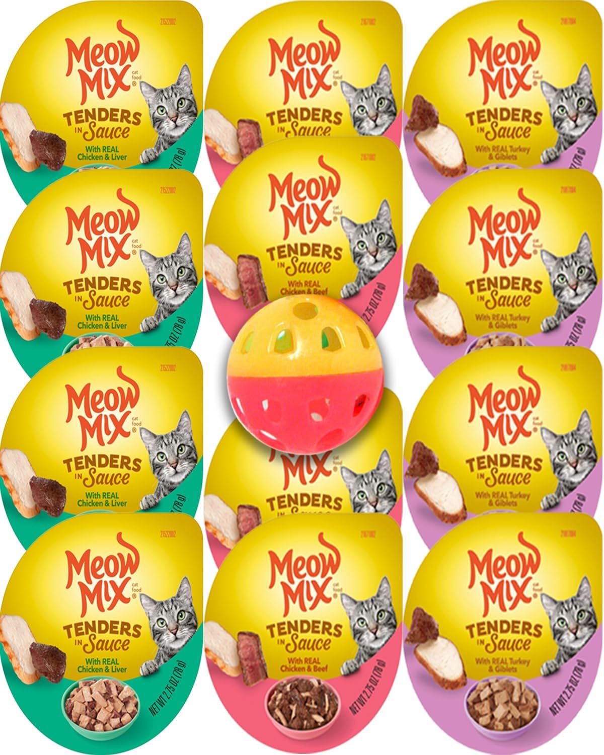 Meow Mix Wet Food Cat Variety Pack 3 Flavors 4 Cups Each
