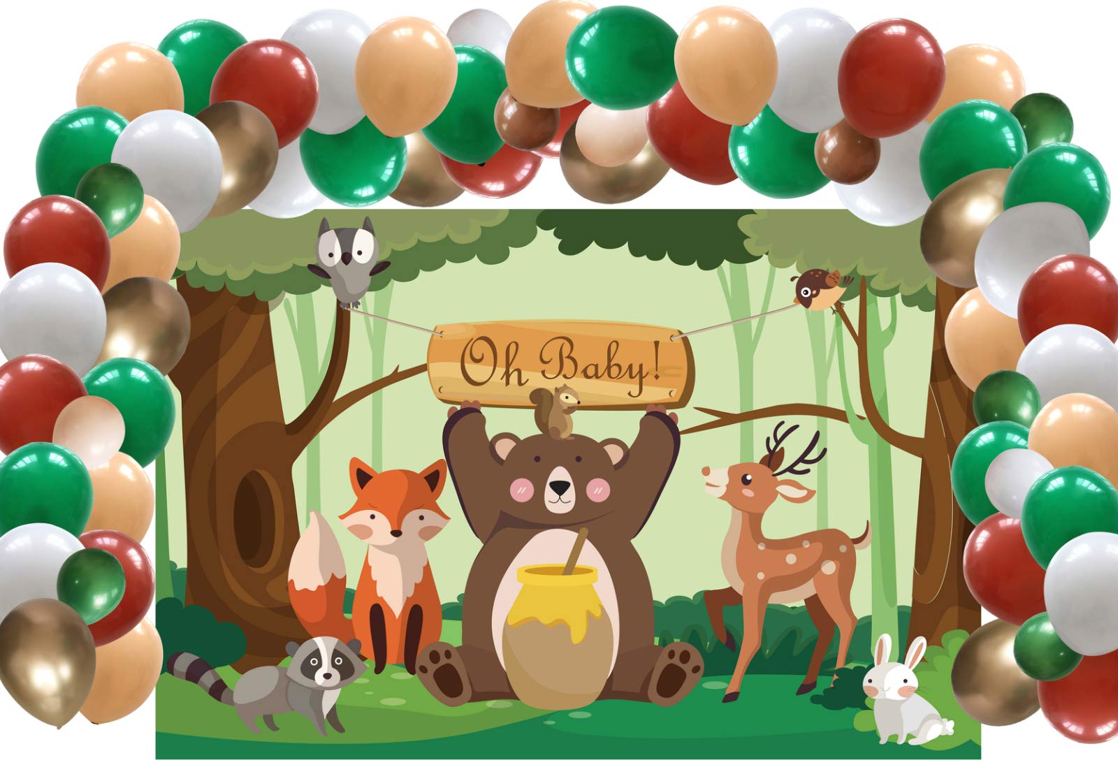 Buy Woodland Party Backdrop Decoration Supplies with Balloon Garland