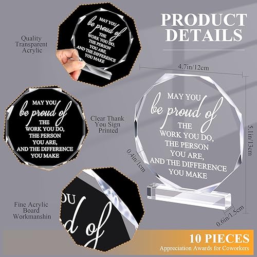 Miniatura 9 de Bucherry 10 piezas de premios de agradecimiento a los empleados para compañeros de trabajo acrílico trofeo de agradecimiento May You Be Proud of The