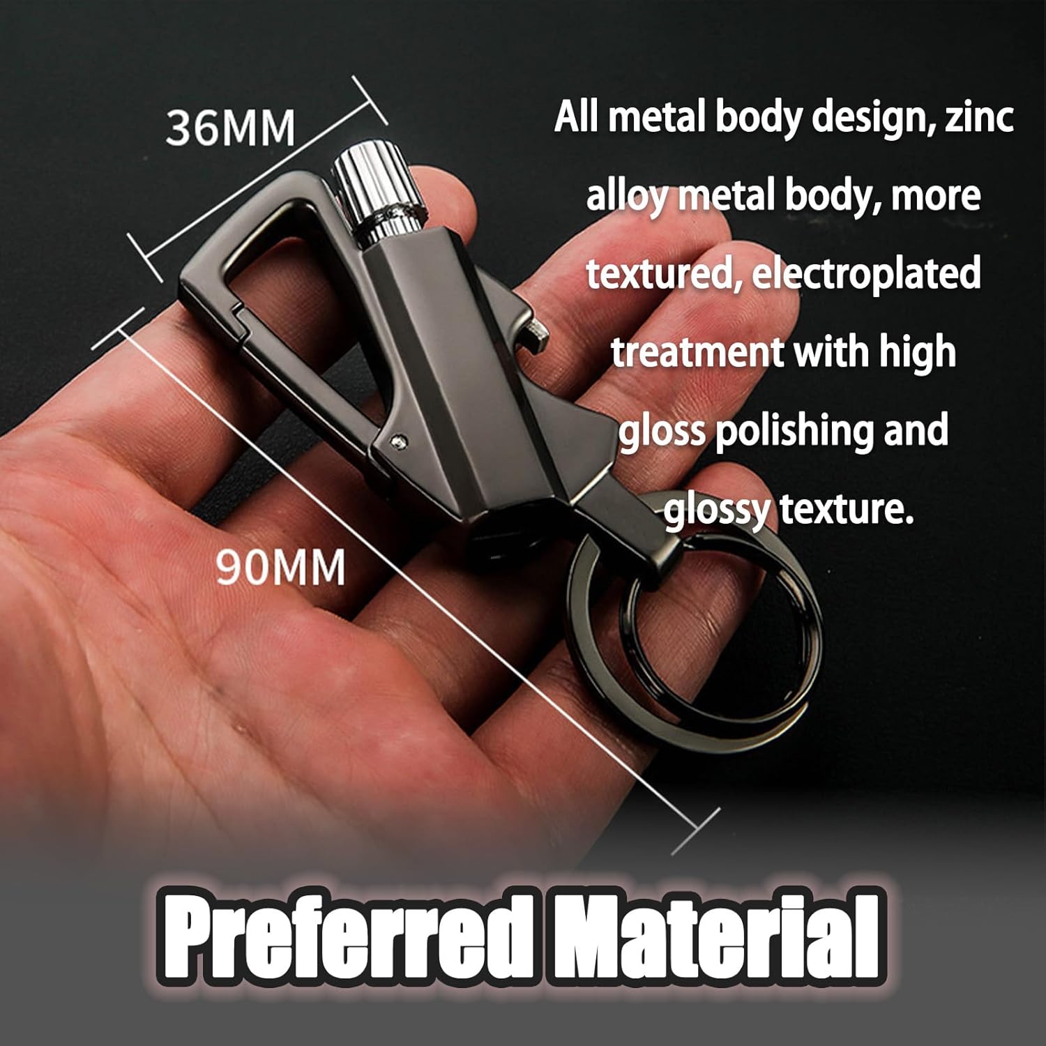 Permanent Match Infinity Lighter, Waterproof Keychain Lighter Match Strike, Reusable Key Chain Lighters with Bottle Opener (Black-2PCS-B)