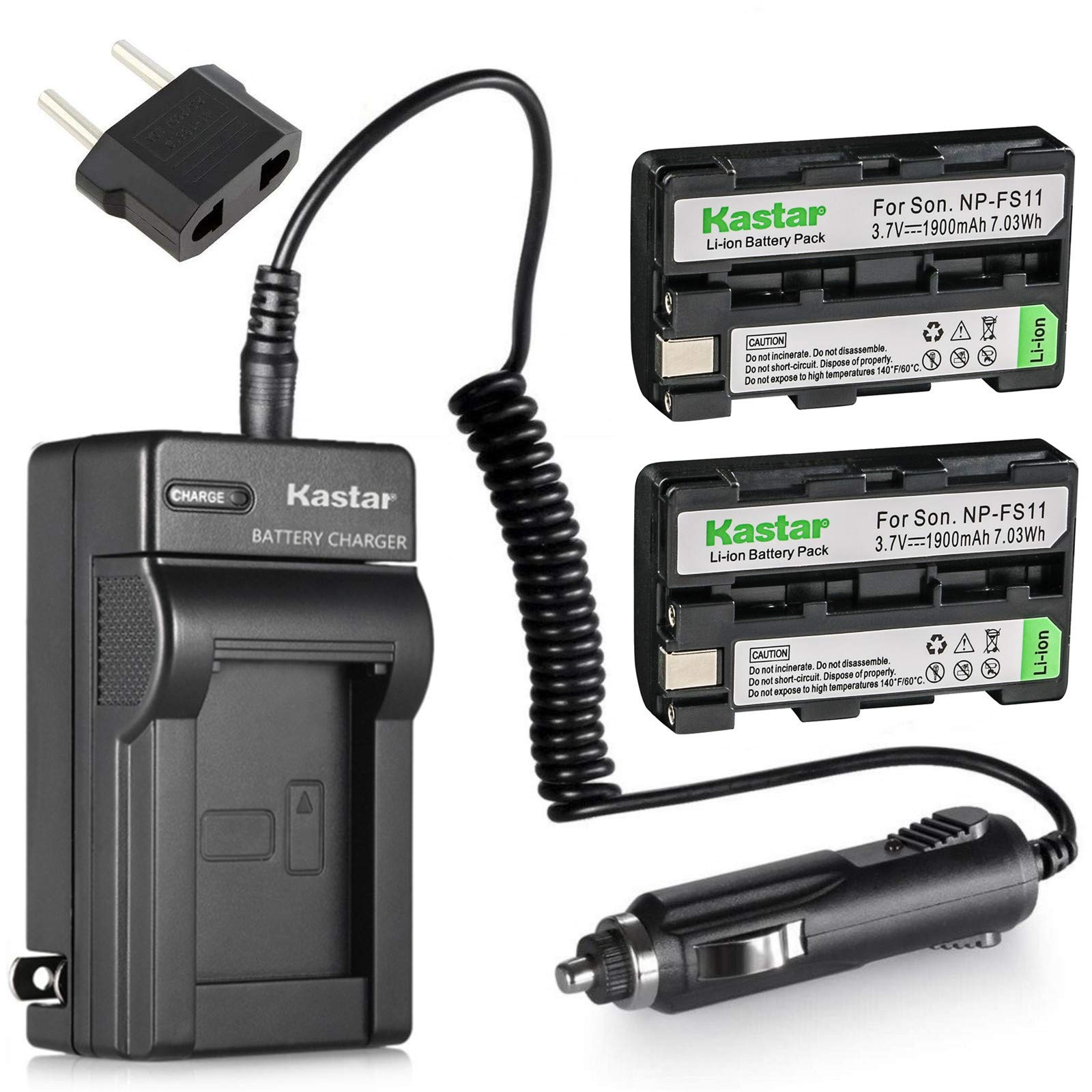 Kastar 2X Battery + Charger for Sony NP-FS11 NP-F10 NP-FS10 NP-FS12 FS31 DCD-CR1 CCD-CR5 DCR-PC1 DCR-PC2 DCR-PC3 DCR-PC4 DCR-PC5 DCR-TRV1VE Cybershot DSC-F505 DSC-F55 DSC-F55 DSC-P1 DSC-P20 P30 P50