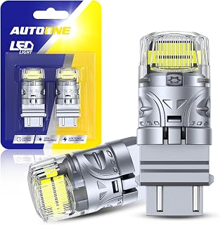 AUTOONE Upgraded 3157 LED Bulb White, 500% Super Bright & 6000K, 3156 3056 3057 LED Replacement with Projector for Backup Reverse Tail Brake DRL Signal Parking Lights, Pack of 2