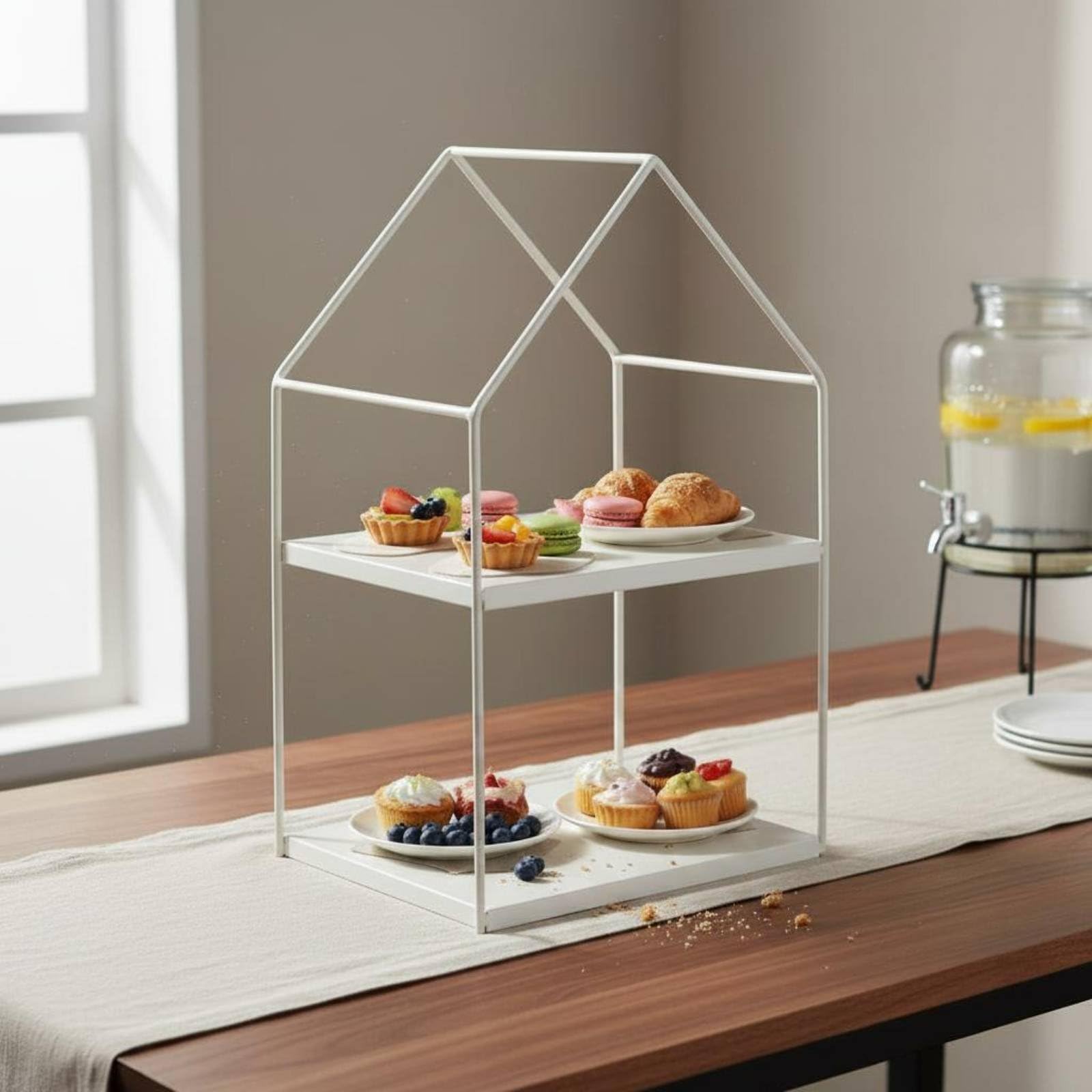 Alzata Quadrata per Dolci Stand Torta Vassoio a Livelli Alzatina Dessert Piatto Espositivo in Ferro Disposizione Ordinata dei Dolci Adatta per Tè Pomeridiano Catering Feste , Square House