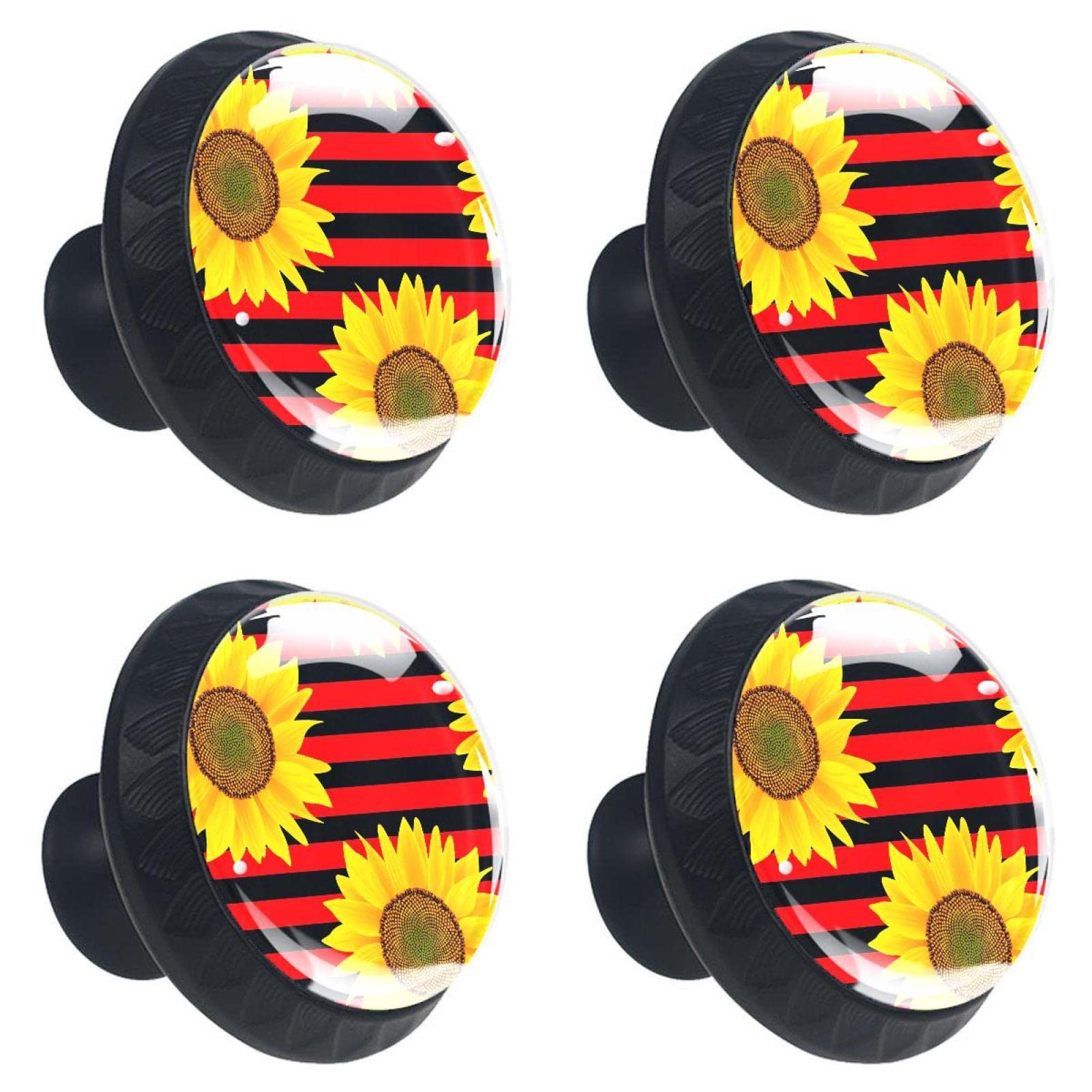 Boutons de tiroir ronds cristal poignée meuble cuisine commode rayures rouge noir 30mm