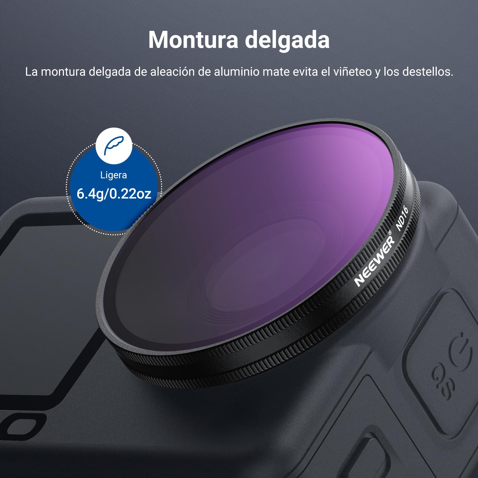 NEEWER CPL + ND Filtro Juego Compatible con DJI Osmo Action 6 Solo, 4 Pack ND8/16/32 Ajustable Polarizador Circular, Objetivo Polarizer, Accesorio Action Cam con Revestimiento Multicapa Rosca, FL-B100