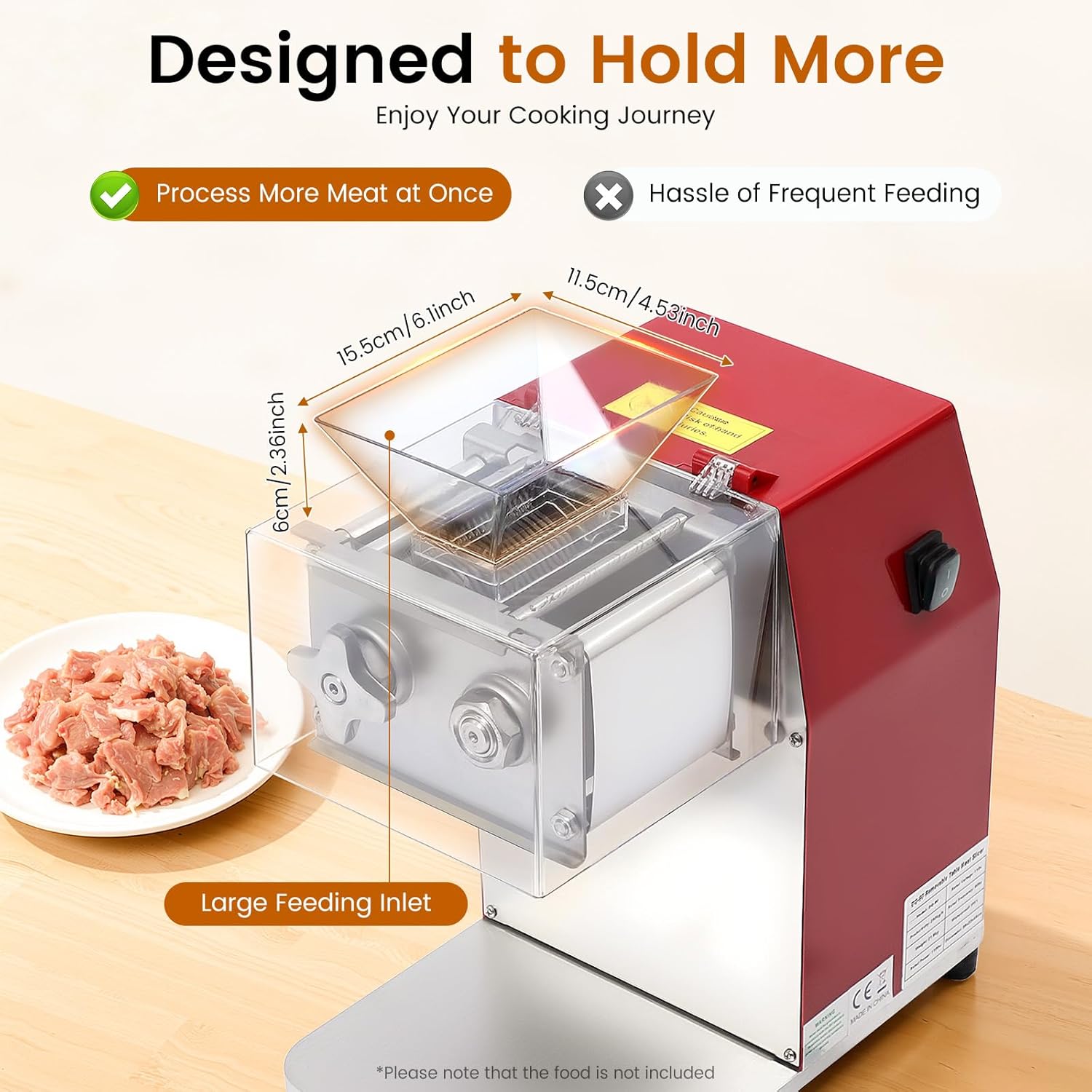 1100W Commercial Meat Slicer, Stainless Steel Meat Cutter with Detachable Blades Heavy Duty Electric Meat Cutting Machine for Home Restaurant