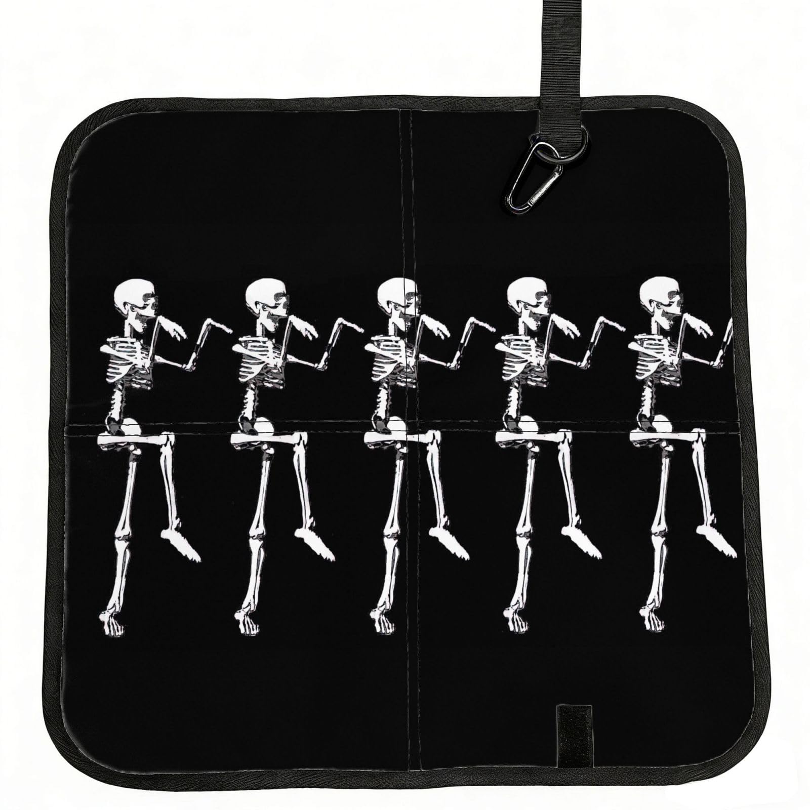 OKFSTY Halloween Posable Skeleton Skull Print Fold Away Seat Cushion Portable Outdoor Pad Polyester Bleacher Bench Mat Travel Picnic Pad
