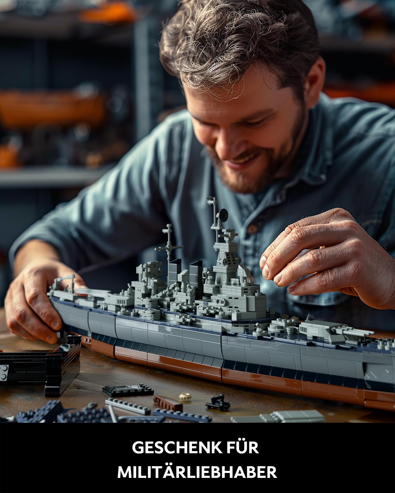Nifeliz North Battleship Klemmbausteine Schiffe für Erwachsene, ​Militär Modellbausatz Schlachtschiff USS zum Bauen und Ausstellen, Geschenk für Militärbegeisterte Männer (1911 Teile, NF10280)