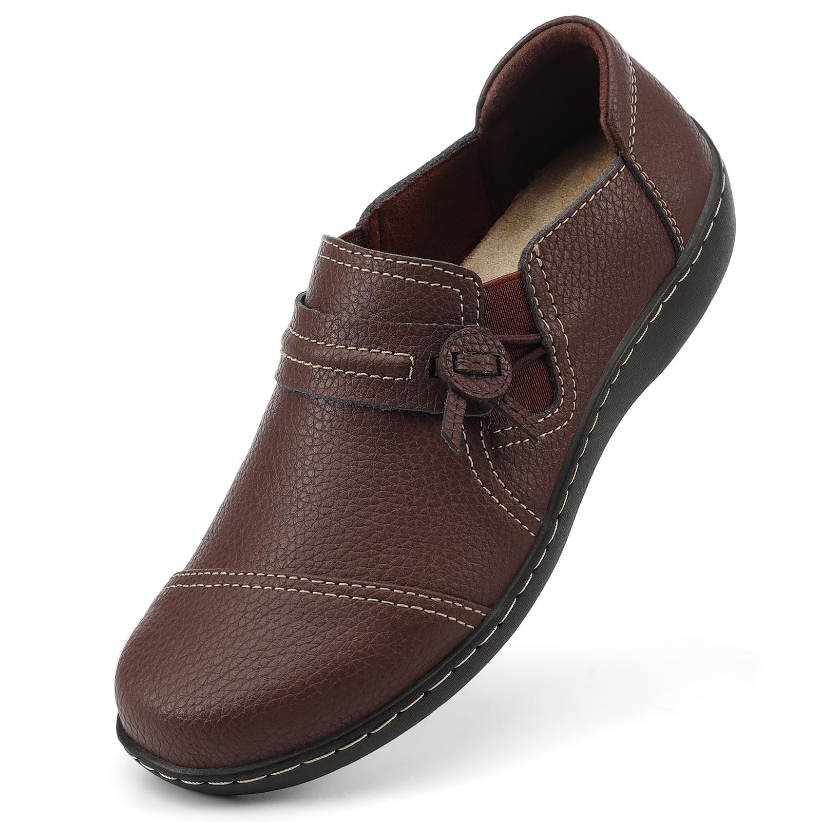 LAZYPOP Women's Classic Comfort Leather Loafers Cute Slip-Ons Casual Dress Shoes Lightweight Walking Flats Everyday Work Shoes