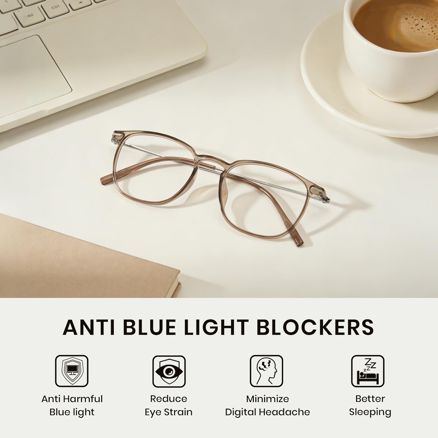 Cyxus 14g Titanium Lightweight Blue Light Blocking Glasses Men Women Square Frame Computer Gaming 8352