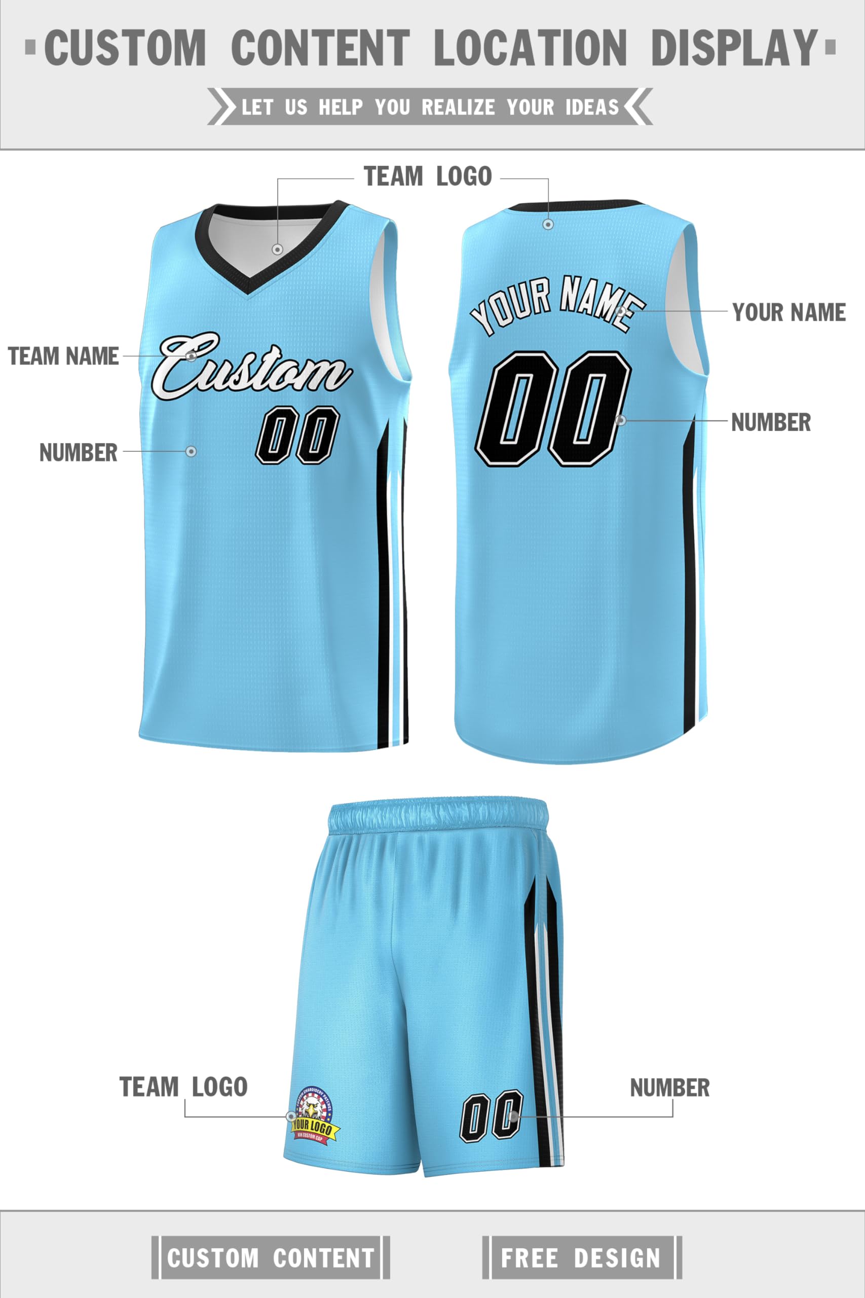 Custom Basketball Jersey Shorts with Team Name Number Logo, Personalized Uniform for Men/Women/Youth