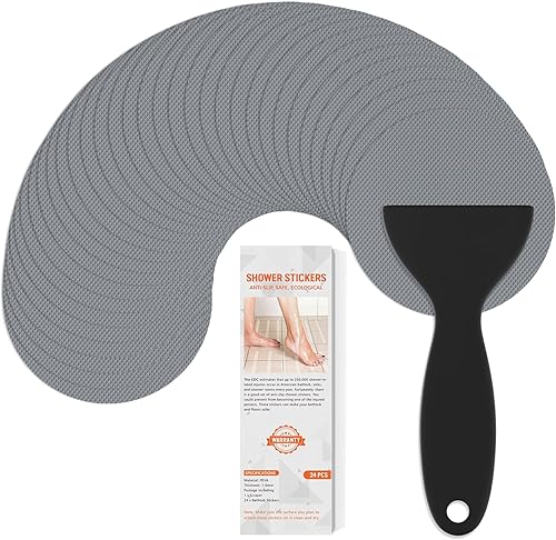 Miniatura 8 de Calcomanías antideslizantes para bañera, 24 calcomanías de ducha para tinas de baño seguras, calcomanías antideslizantes para bañera y rascador para