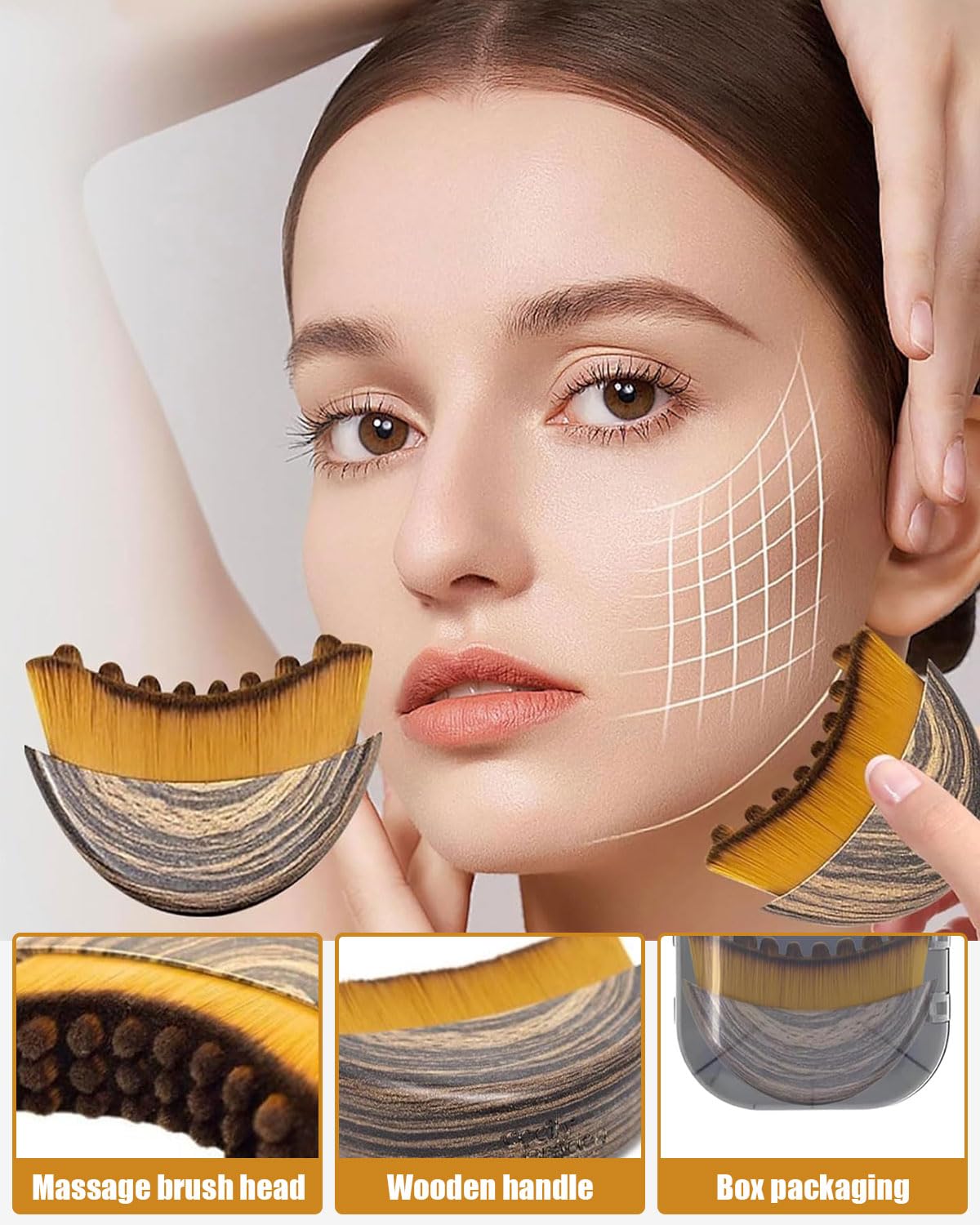 2PCS Cepillo Facial de Contorno Linfático,Masajeador de Drenaje Linfático,Cepillo Facial en Seco,Se Adapta al Contorno de la Piel,Aliviando la Fatiga Facials,para Cara,Barbilla,Mandíbula — view 3