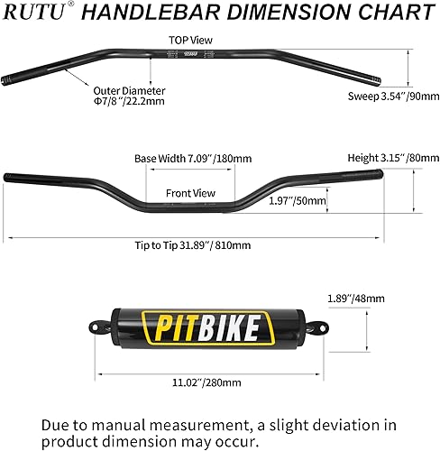Miniatura 2 de RUTU - Manillar universal para motocicleta de 78 pulgadas, con almohadilla transversal, barra de arrastre de baja altura para motocross, ATV Quad,