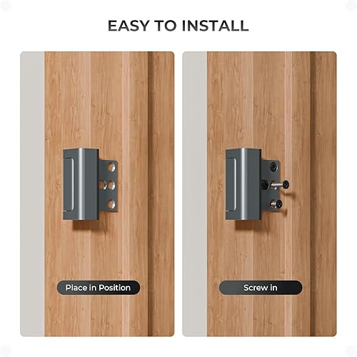 Miniatura 21 de Paquete de 3 cerraduras de refuerzo de puerta de seguridad para el hogar, a prueba de niños, cierre de seguridad para puerta interior, añade alta