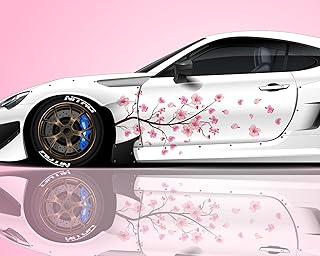 2PCS Sakura Cherry Blossom Car Livery, Japanese Theme Side Car Vinyl Livery, Universal Size, Large Vehicle Graphics, Car Livery (7)