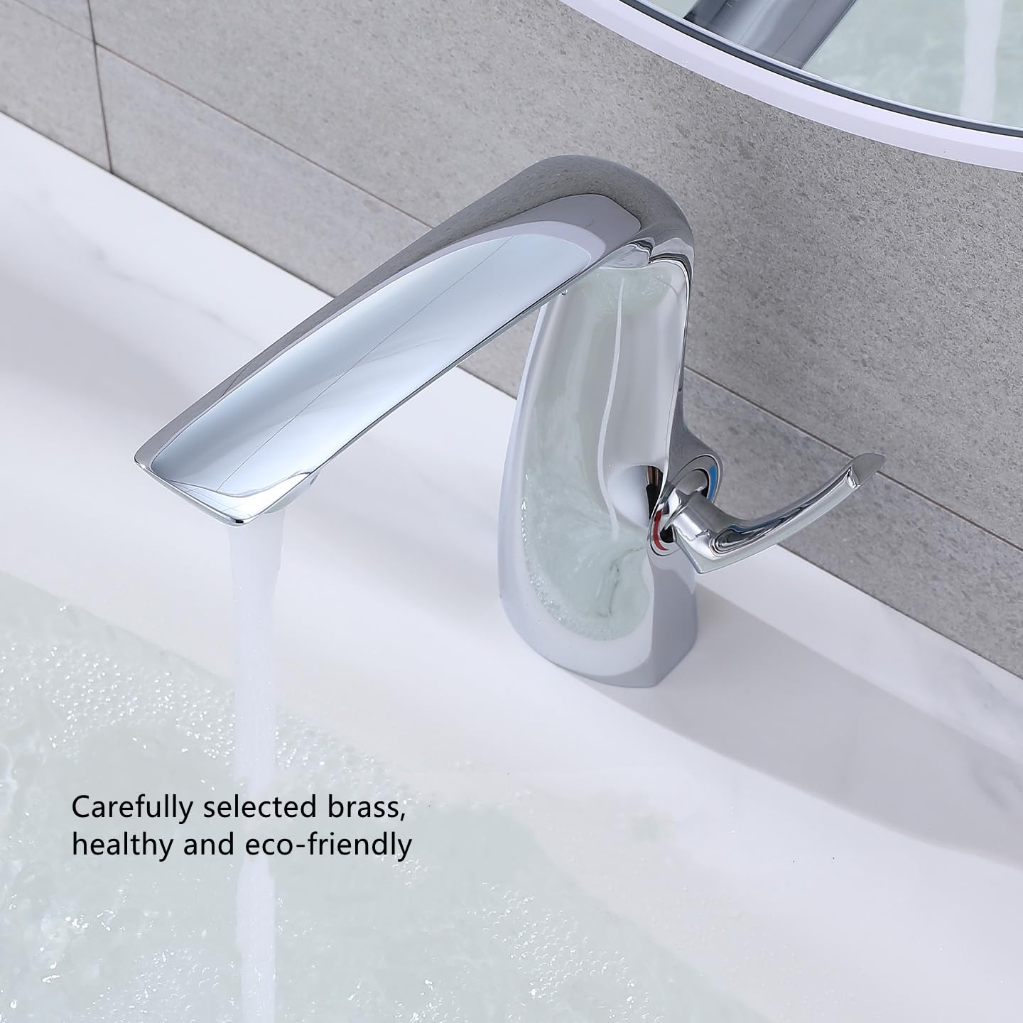 Grifo de baño de latón,Grifo de lavabo moderno,Mezclador de baño monomando,Cartucho cerámico,Espumador de ahorro de agua (cromo)