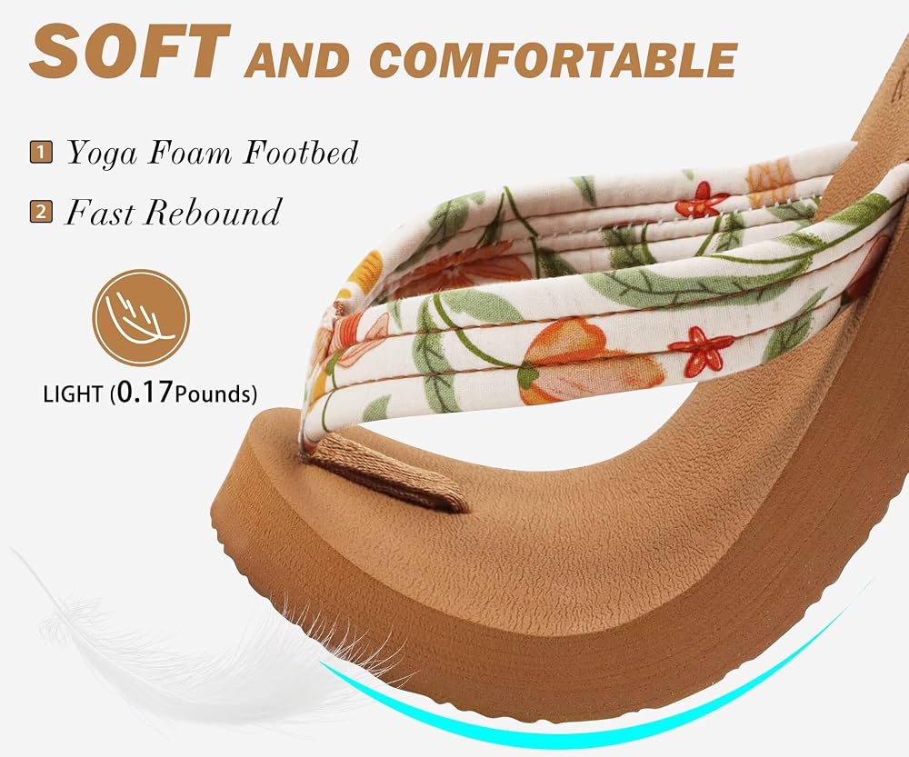 KuaiLu Womens Arch Support Flip Flops Ladies Comfort Lightweight Soft Yoga Mat Cushion Walking Thong Sandals