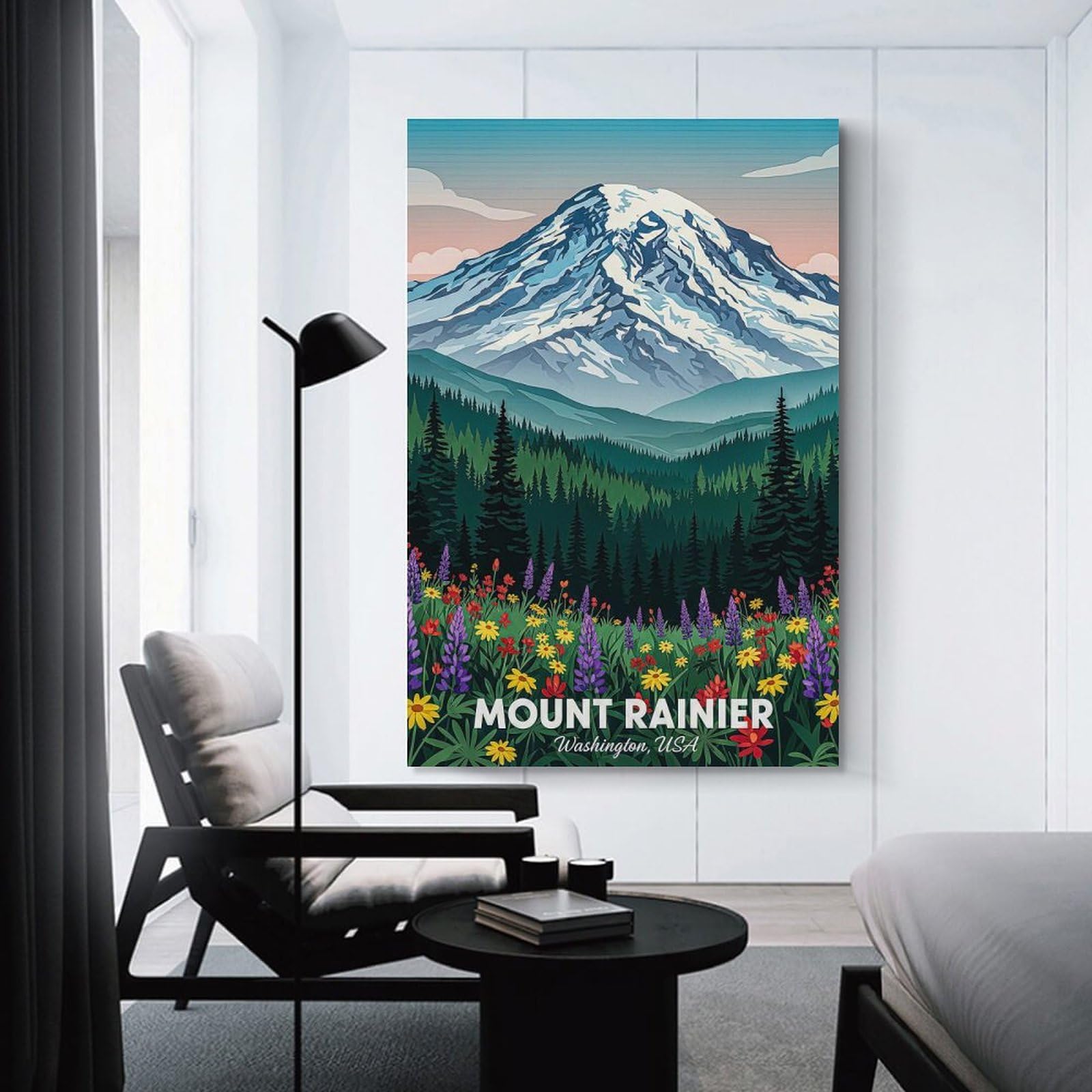 Junmoney Mount Rainier National Park (3) Canvas Wall Art, 24x36inch(60x90cm), for Bedroom Decor, Cosy Corners Or Studios, Stylish Decor for A Restful Room Update
