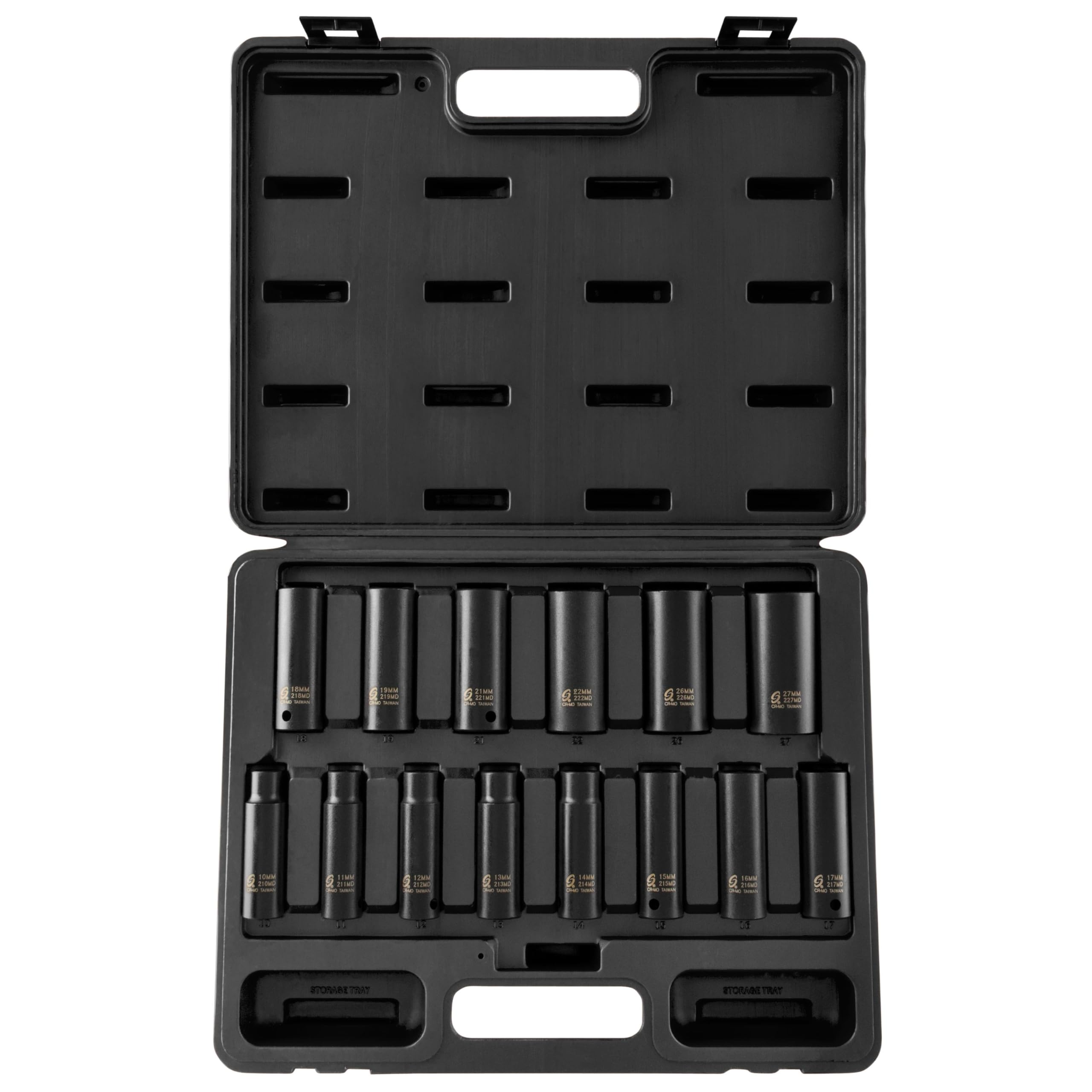 SUNEX TOOLS 2653 1/2-Inch Drive Deep Metric 6 Point Impact Socket Set, 14-Piece