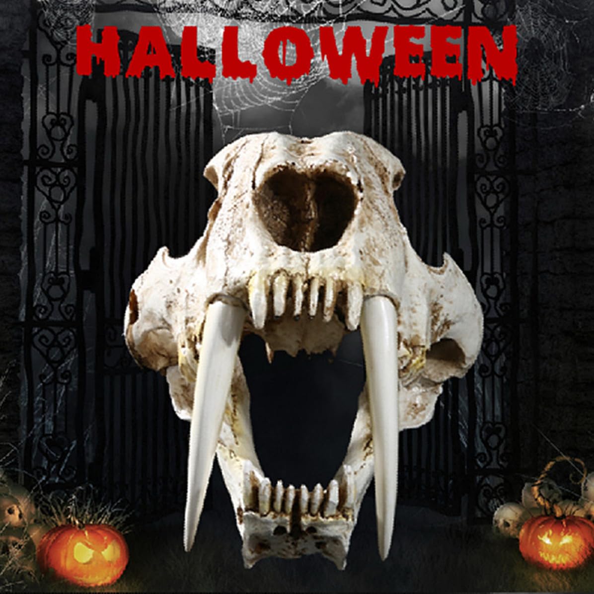 Säbelzahntiger Totenkopf Ornamente aus Kunstharz, Halloween Geschenkideen