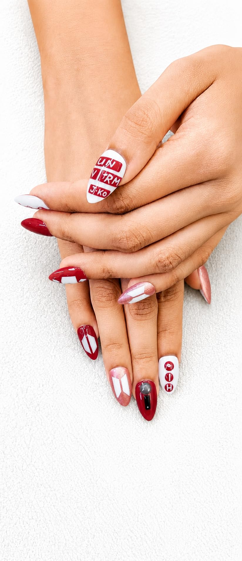 BTS Gel Nails | Reusable & Stain-Free Press-On Nails | Full Cover Artificial Nail Tips | Glossy Salon Finish | Durable Fake Nails | Easy to Apply | Nail Extensions for Women (Red)-image-32
