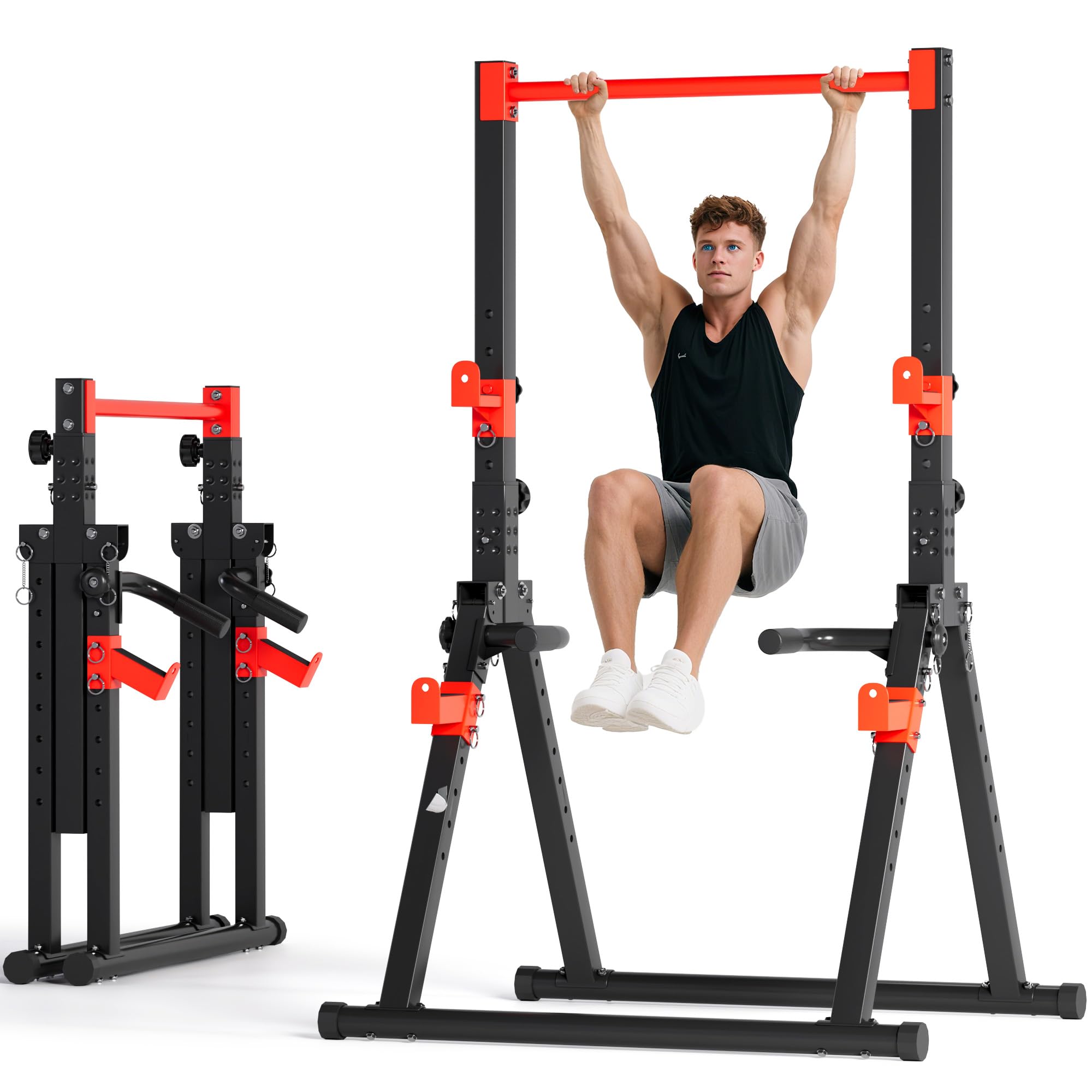 SogesPower Power Tower Pull Up Bar Station Foldable Pull Up Dip Station Free Standing for Home Gym Adjustable