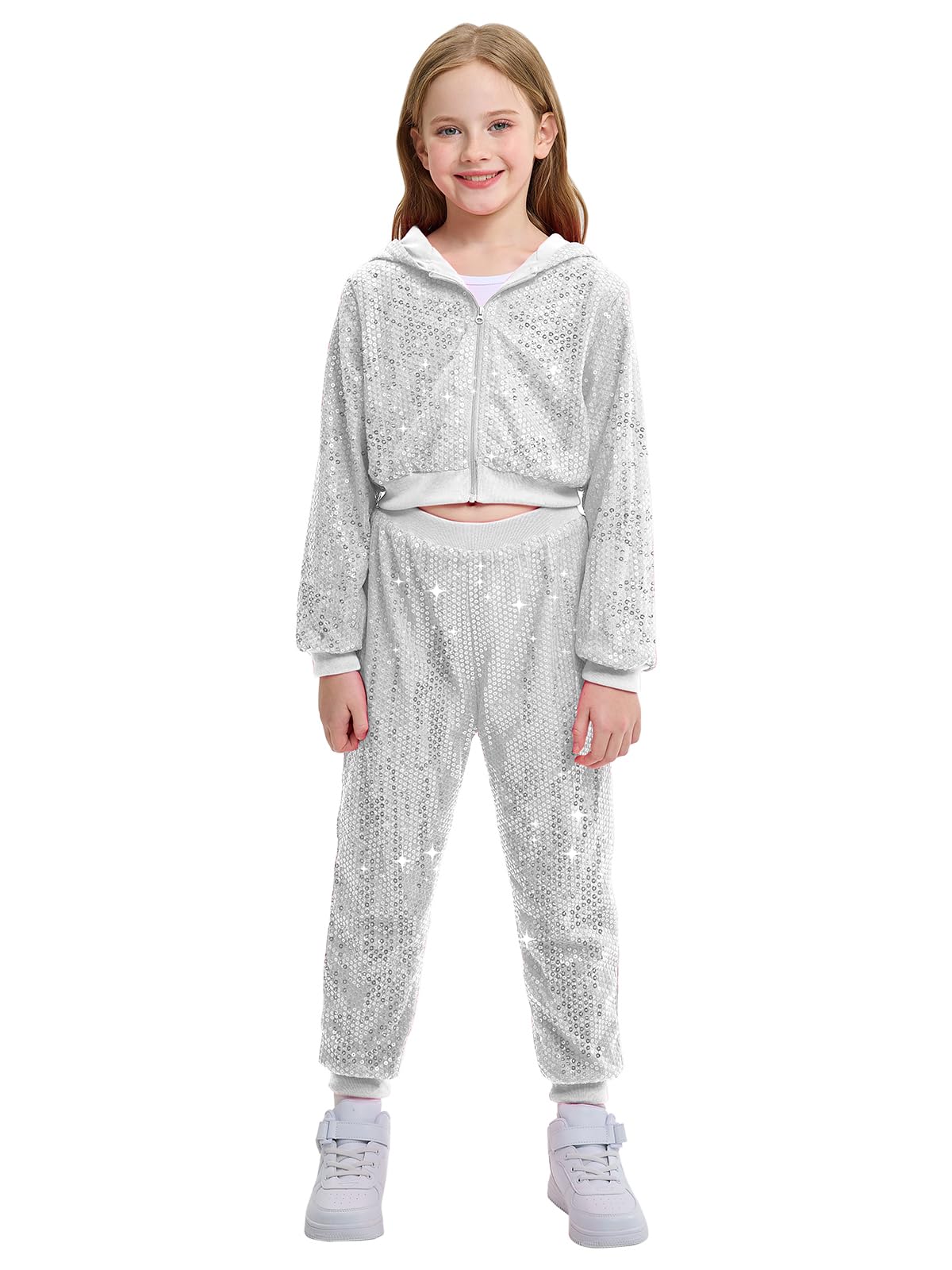 Survêtement Enfant à Paillettes - Ensemble 2 Pièces (Haut + Pantalon) - Unisexe Pour Fête Et Carnaval - Taille Élastique