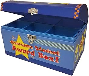 My Tiny Treasures Box Company Treasure Chest Box Desktop Size 10"x6"x6" for Teachers and Classroom Toy Prizes Awards for Star Students
