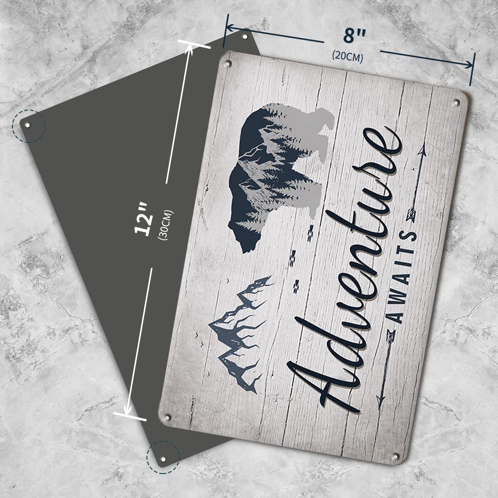 Vintage Adventure Metal Sign - Bear Mountain Rustic Wall Decor 12x8 Inches