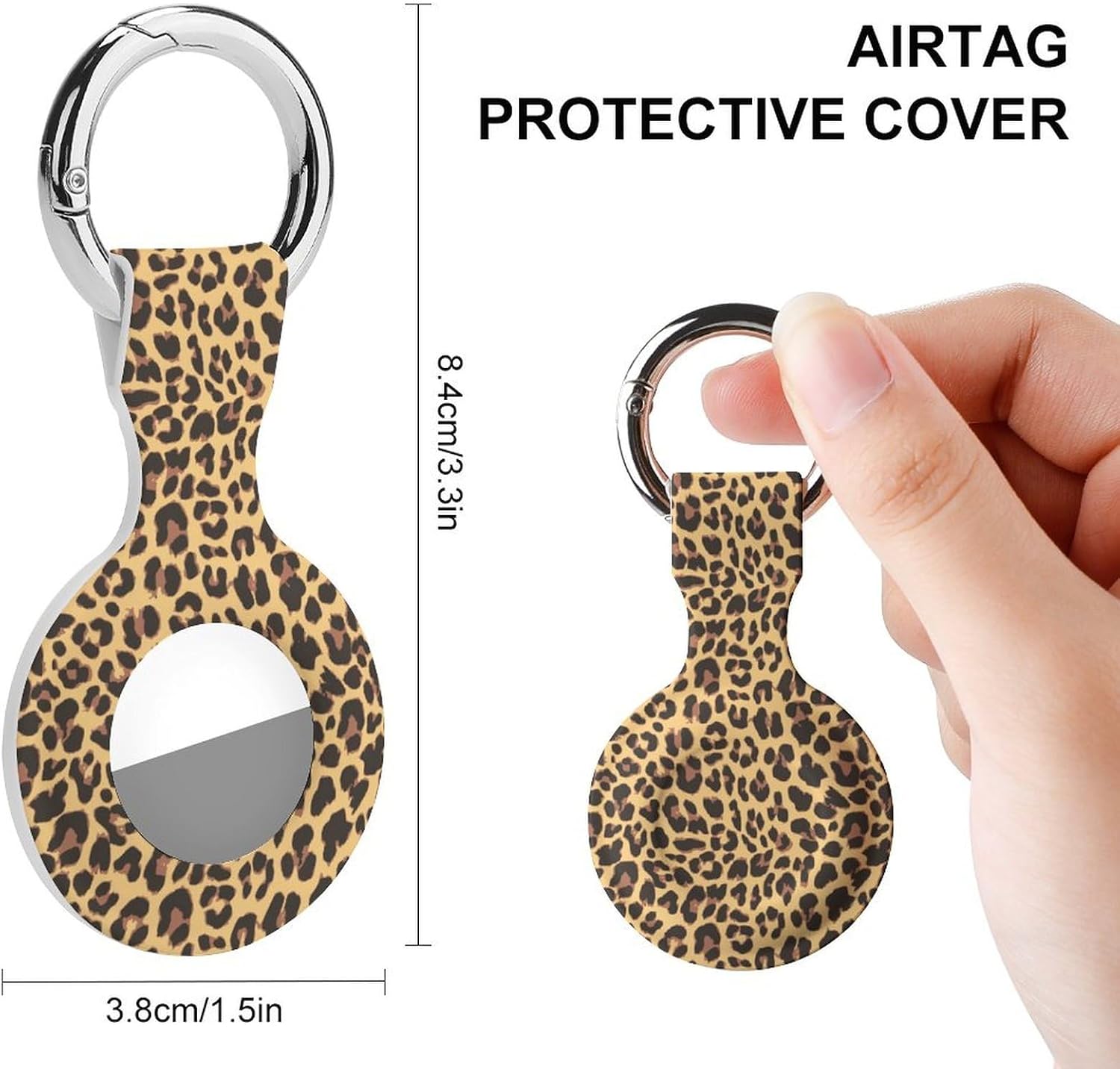 Brown Cheetah Pattern Funny Cover Compatible with AirTag Case Protector GPS Tracker Storage Bag Box with Keychain Novelty Gifts