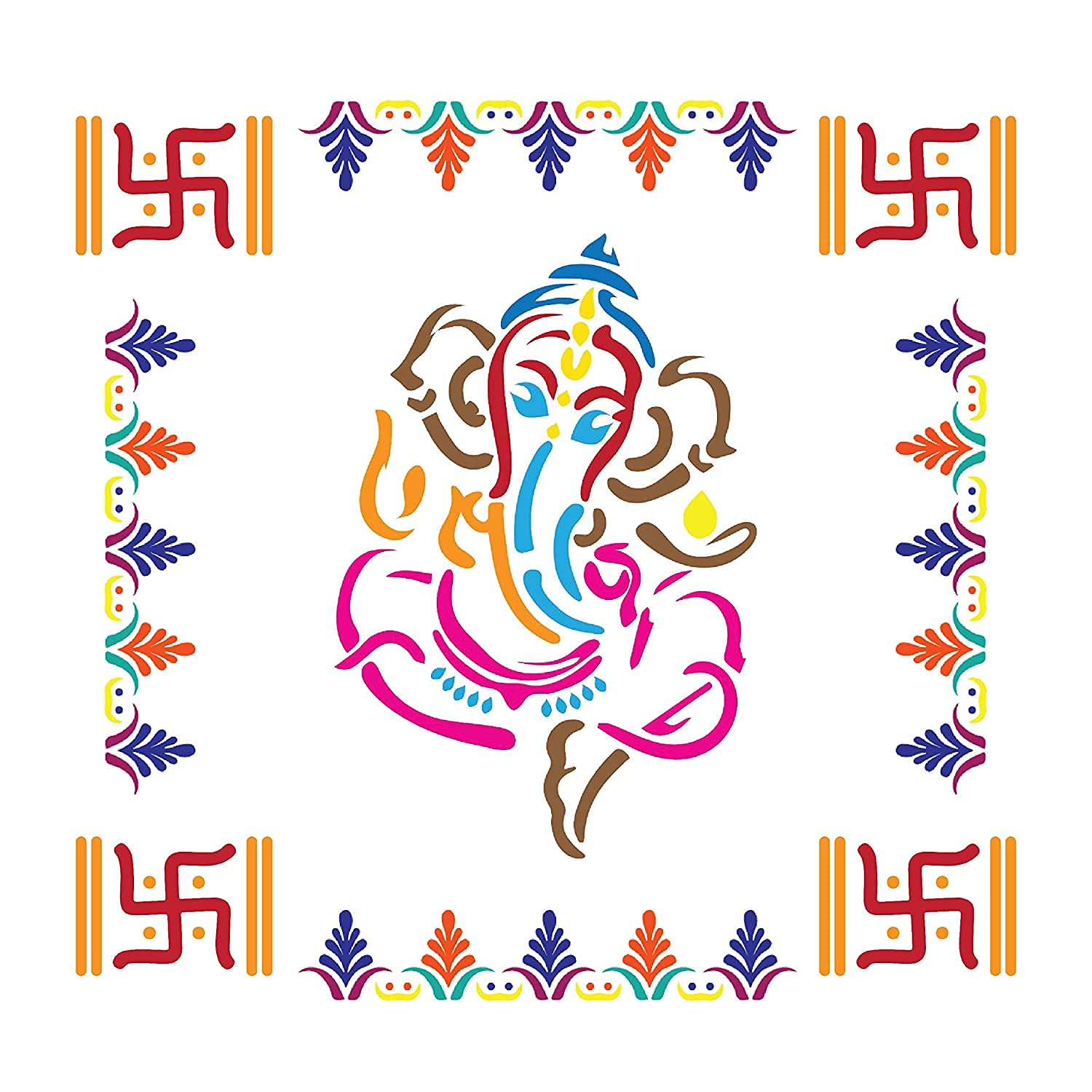 7-teiliges Set Rangoli-Schablonen, Mandala-Design, lasergeschnittene Malvorlage, Wandschablone, Diwali-Dekoration, Bodenschablonen-Set, 07