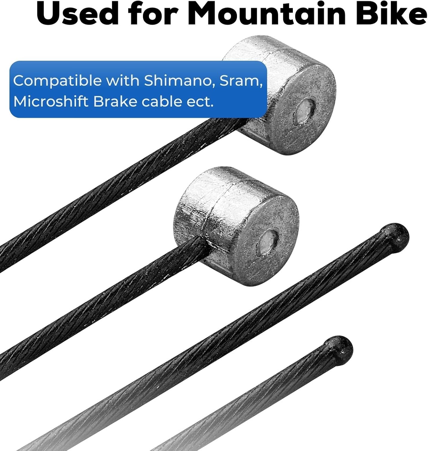 Corki Cycles Bike Brake Cable Set - Upgraded Universal Mountain Bike Brake Cable Kit with Teflon-Coated Inner Lines