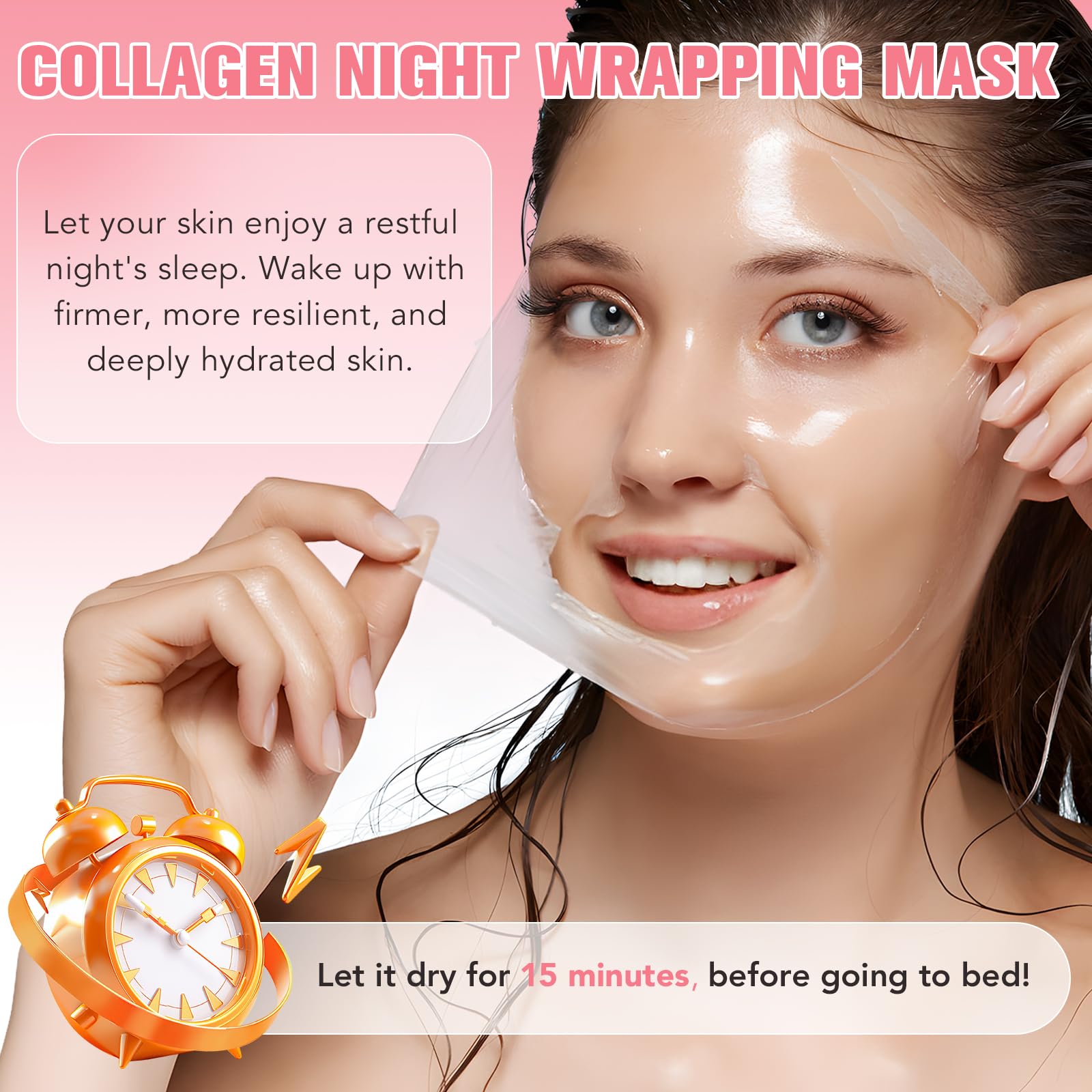 Collagen Night Wrapping Mask 75ml, Collagen Face Mask, Overnight Sleeping Mask with Hydrolysed Elasticity Visible Improved - Image 4
