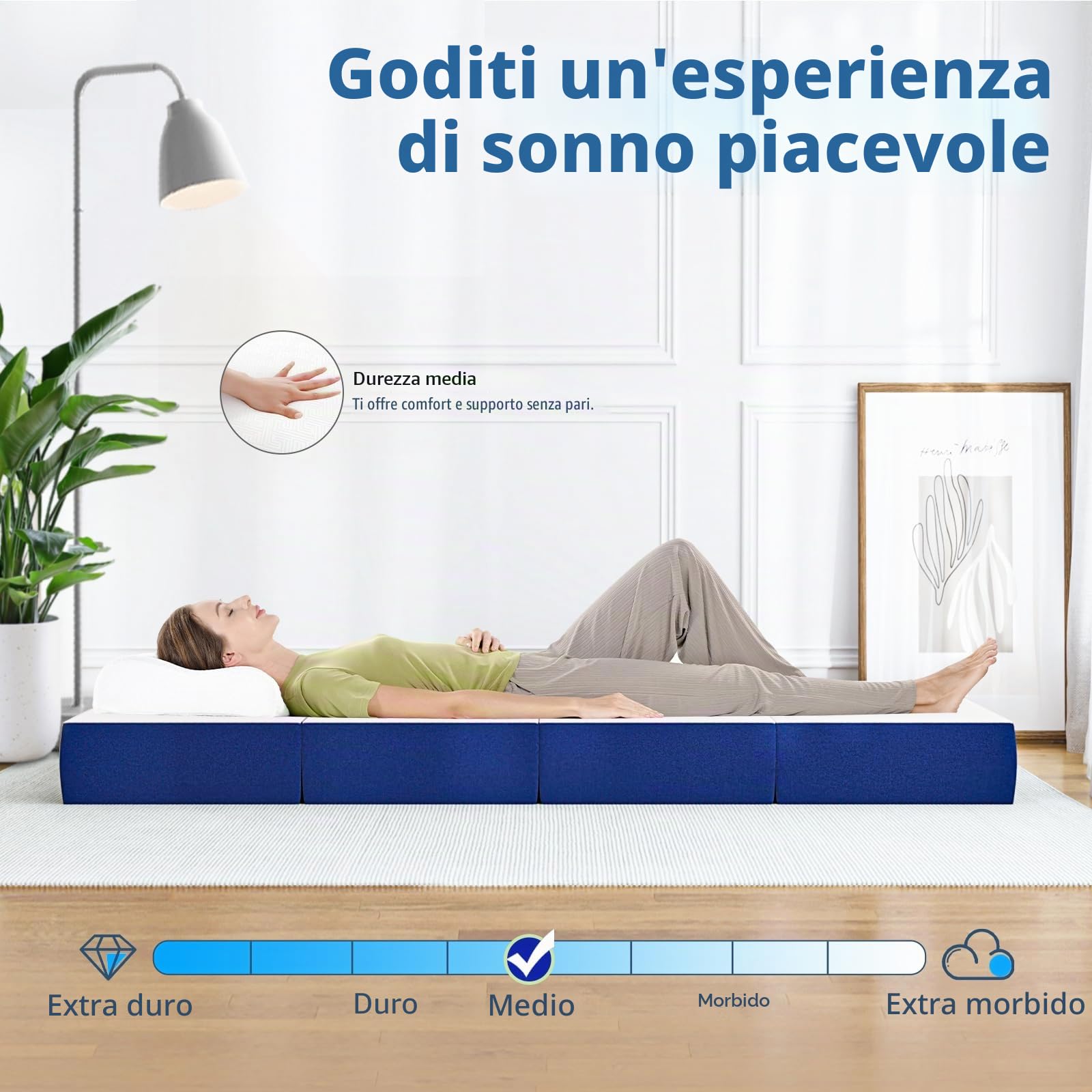 Materassi Matrimoniali Piccoli Pieghevoli 4ft, 4-Piega, 120x190x15cm