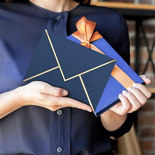 Miniatura 7 de Paquete de 50 sobres autosellados de 5 x 7 pulgadas, sobres azules de 5 x 7 pulgadas para invitaciones con sobres autoadhesivos A7 autoadhesivos