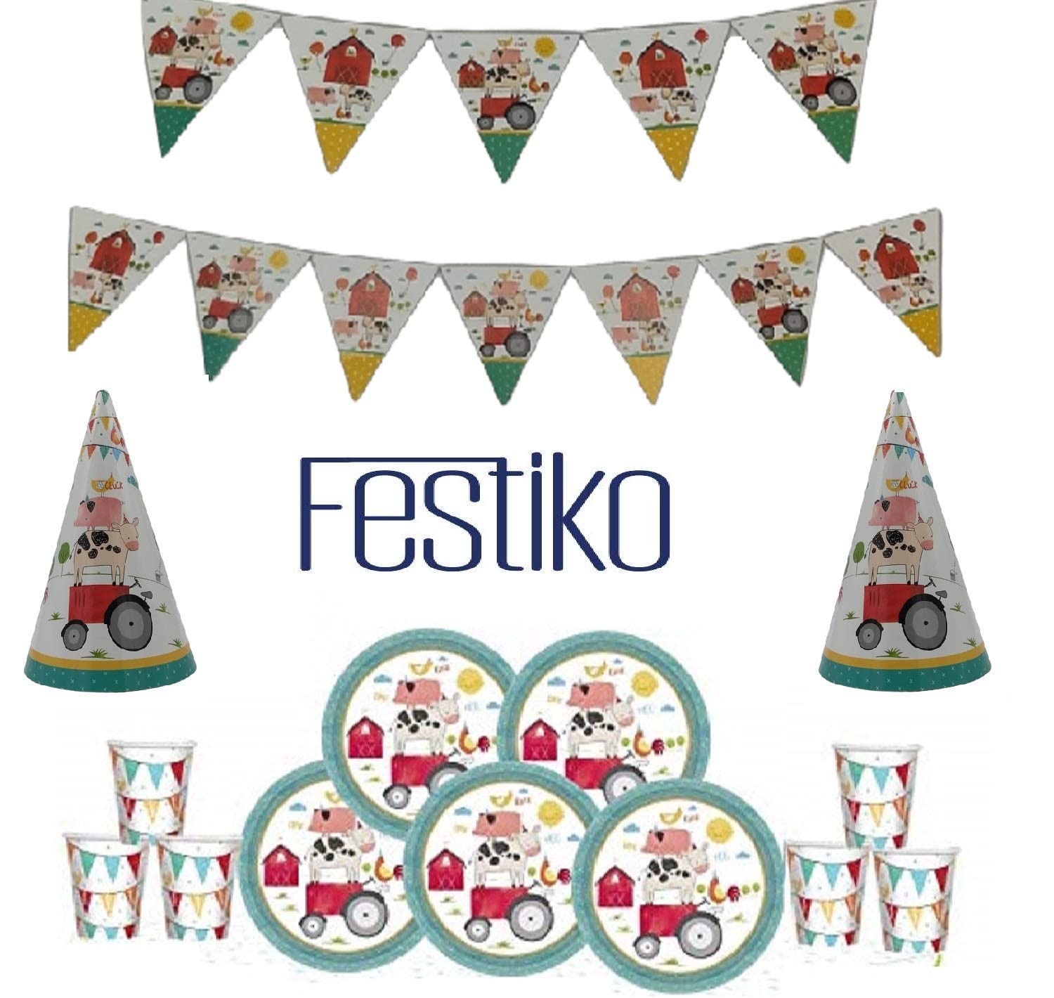 Festiko (Pack of 31) Farm Theme Disposable Paper Set and Glass for Birthday, Christmas, Wedding, Anniversary, New Year (Farm Theme), Party Supplies (B083QLMFGG) Amazon Price History, Amazon Price Tracker