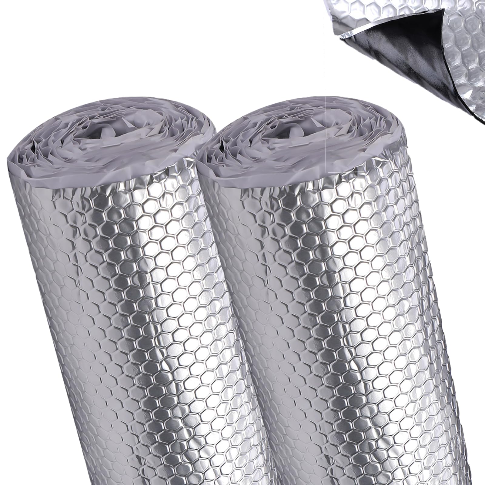 Tappetino fonoassorbente, in butile da 80 ml, autoadesivo, per isolamento del bagagliaio e del furgone, 43 mq, 2 rotoli, nero