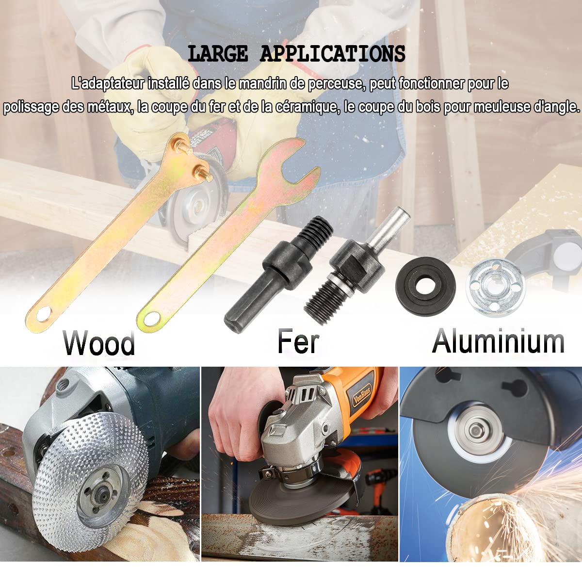 Bestgle Kit De Bielle De Conversion Pour Perceuse Manuelle, Meuleuse D'angle De Rechange Pour Meulage électrique, Coupe De Carrelage, Polissage Du Métal (10 Mm, 6 Mm