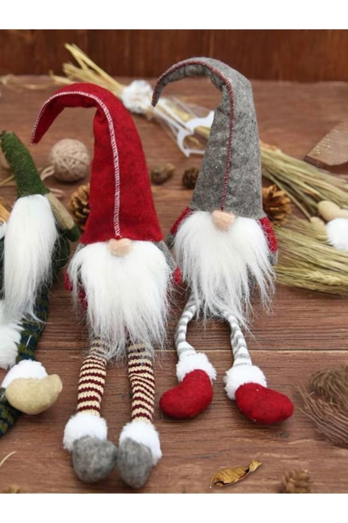 Yenigeldi 1 Adet 35 Cm Uzun Şapkalı Gnome Tomte Şans Cücesi Yılbaşı Süsü Parti Dekorasyon Süs, Kırmızı