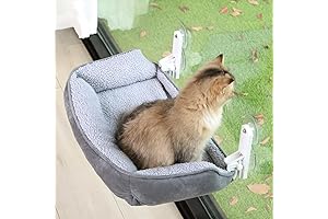 Foldable Car Window Hammock for Cats with Bolster - Fluffy Bed for Large Cats