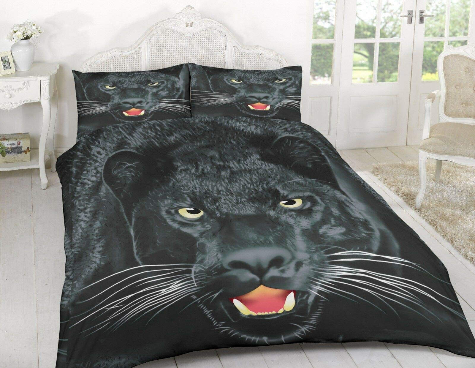 H/Z Black Panther H-Z 3D Animal Print Quilt Duvet Cover With Pillow Case Special Bedding Sets (Double, )